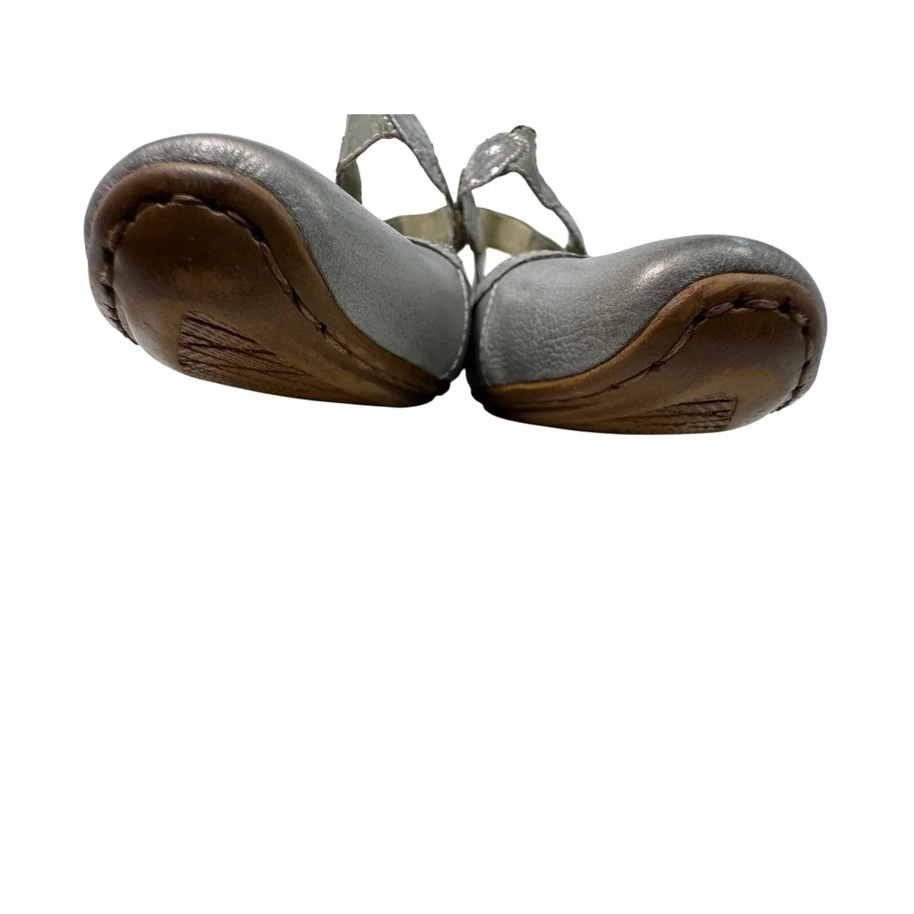 Rieker Antistress Mary Jane Pumps Womens 40 Silver Pewter Leather Slingback Heel